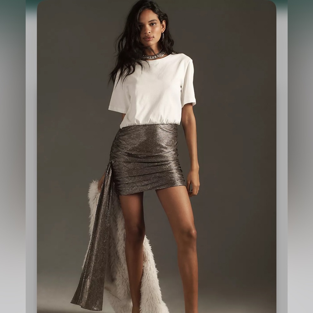 Porridge Crew-Neck Metallic Twofer Mini Dress - Picture 4 of 11